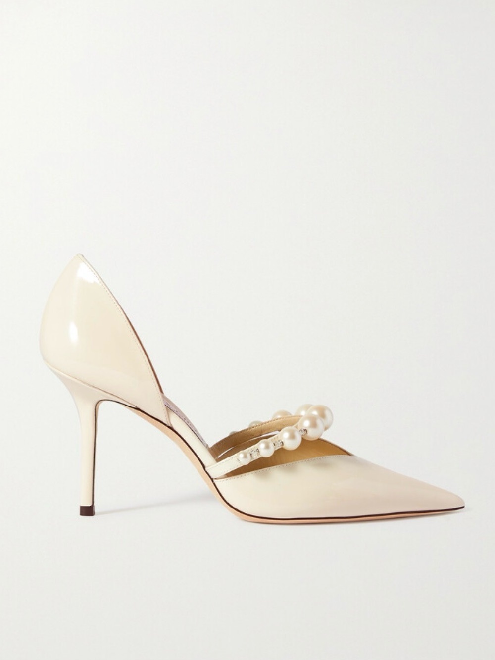 Jimmy Choo Aurelie 85 faux pearl-embellished patent-leather pumps